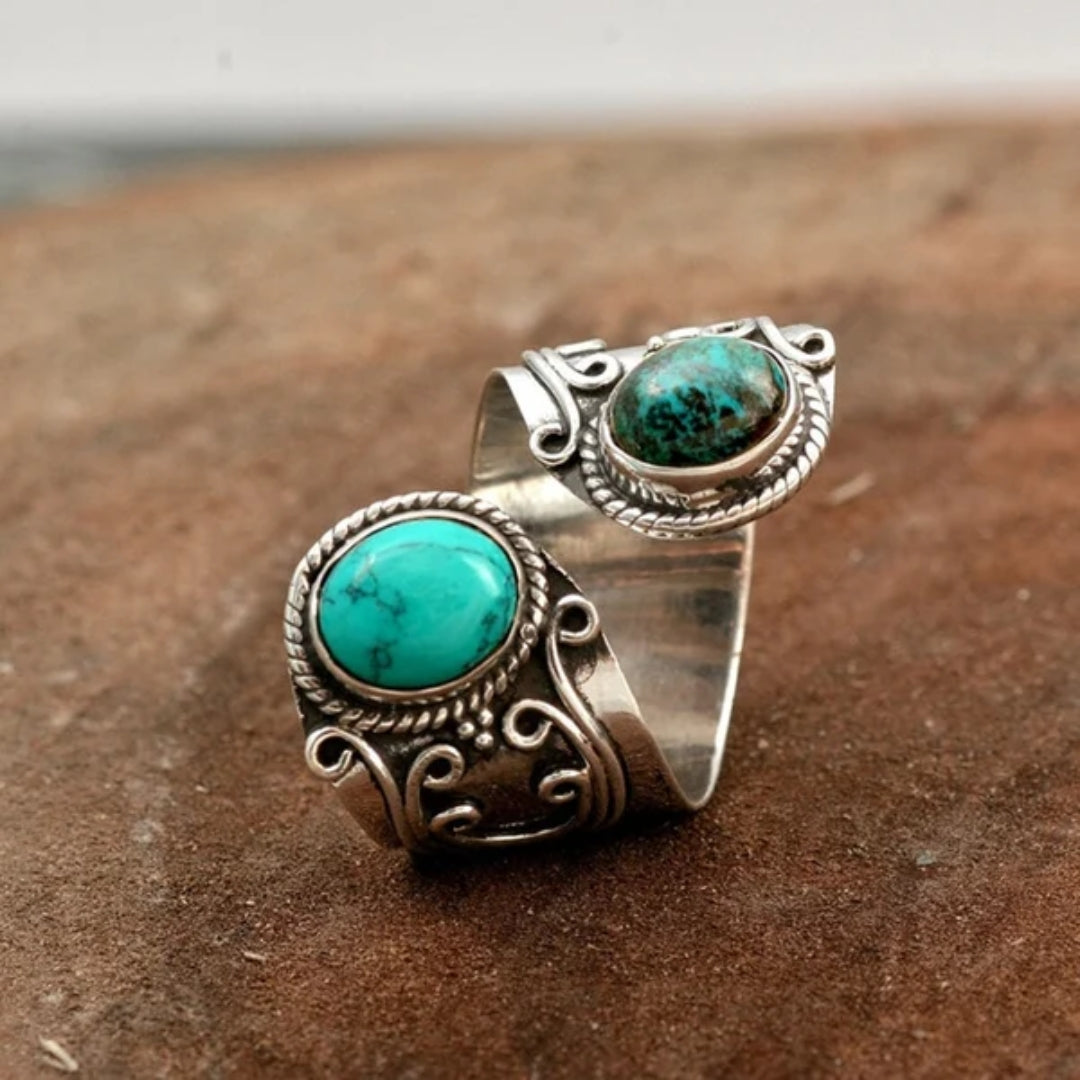 Bague spirale en turquoise vintage