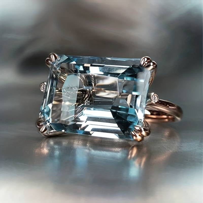 Bague vintage en cristal bleu