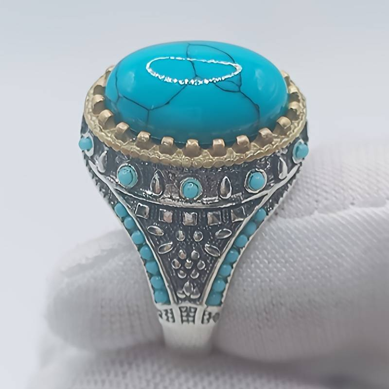 Bague vintage bleue en argent