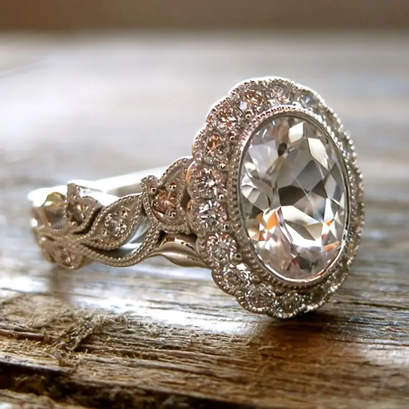 Bague en verre incrusté vintage