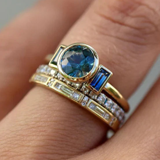 Bague vintage élégante bleu