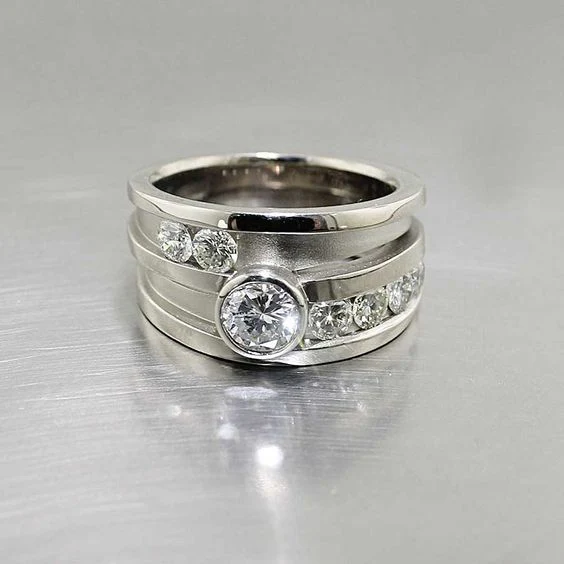 Bague multicouche en cristal d'argent