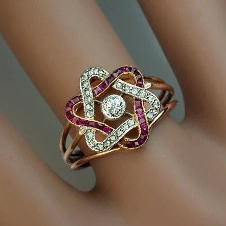 Bague étoile grenat brillant