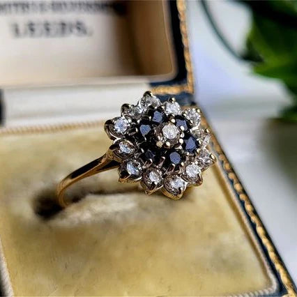 Bague vintage en cristal bleu