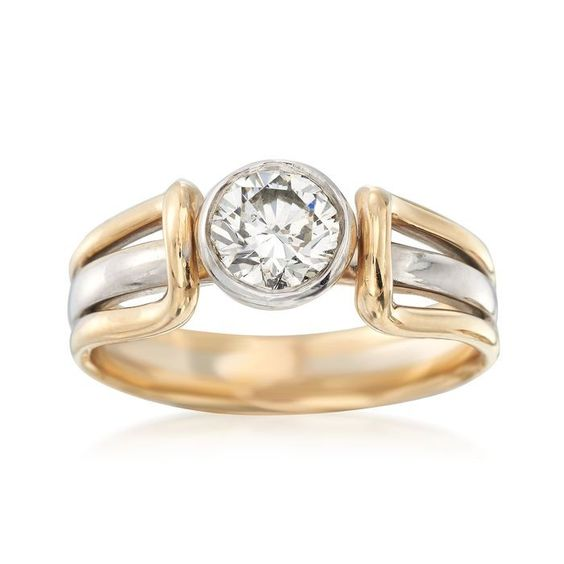 Bague en or et argent avec zircon vintage