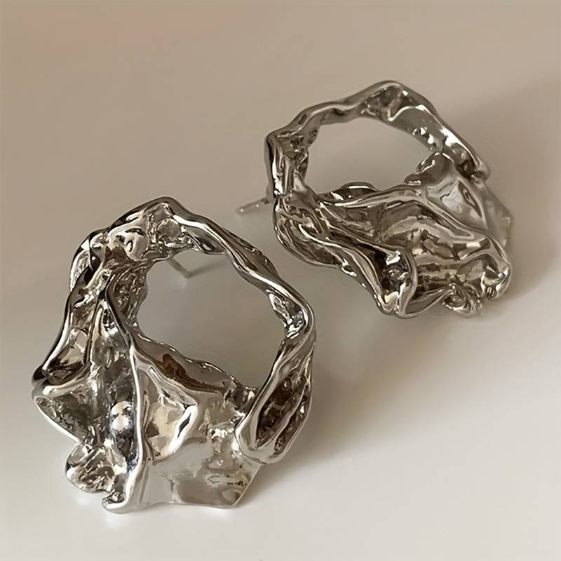 Boucles d'oreilles boho en argent irrégulières