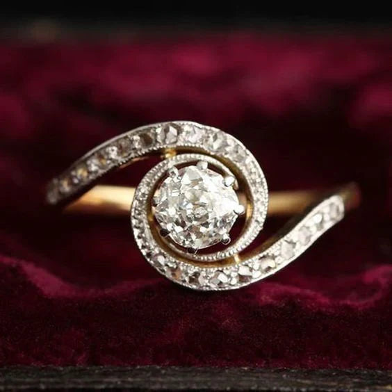 Bague spirale vintage en zirconium