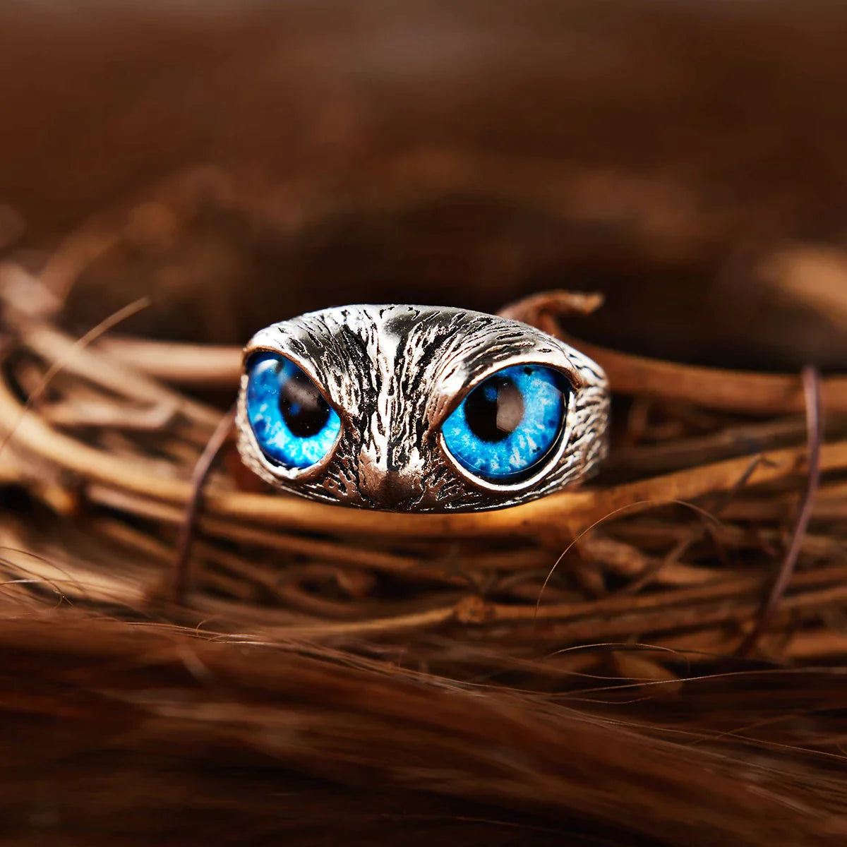 Bague Hibou Réglable en Argent