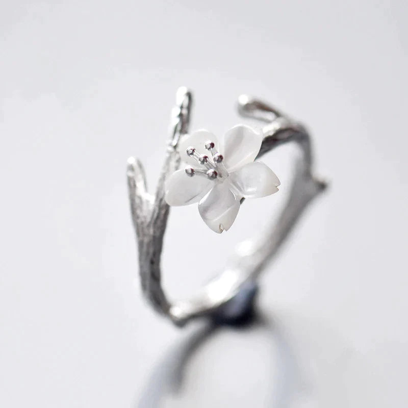 Bague en Jade Naturel Blanc en Argent Sterling