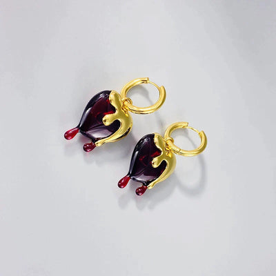 Boucles d'oreilles en Coeur à Huile en Or