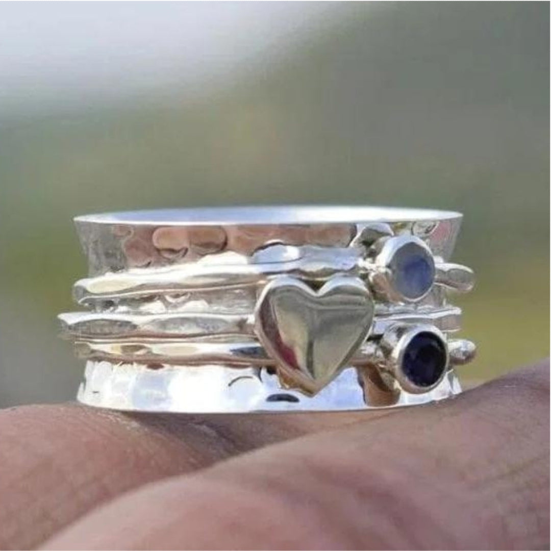 Bague de cœur vintage en argent