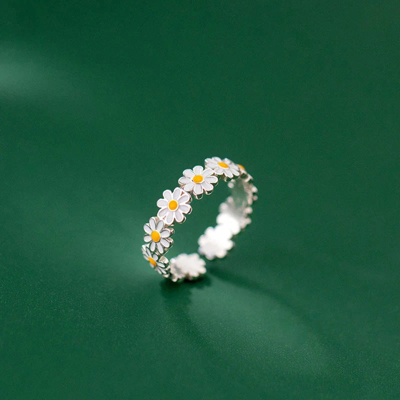 Bague en Forme de Marguerite en Argent