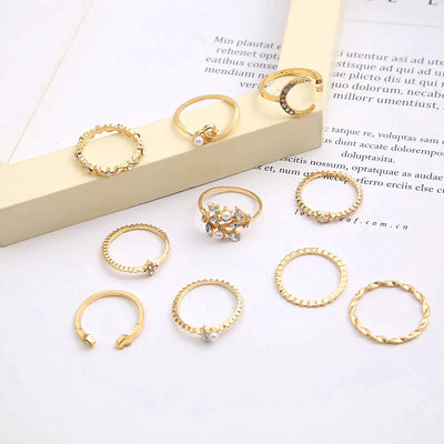 Pack 10 Bagues de Bohême en Bains d’Argent et d’Or