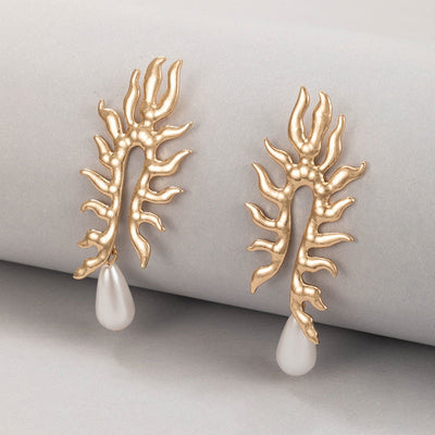 Boucles d'oreilles en corail avec perles d'eau douce