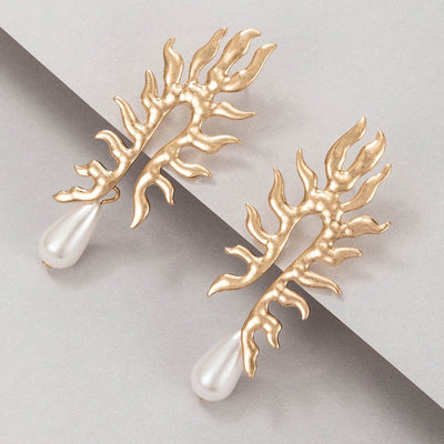 Boucles d'oreilles en corail avec perles d'eau douce