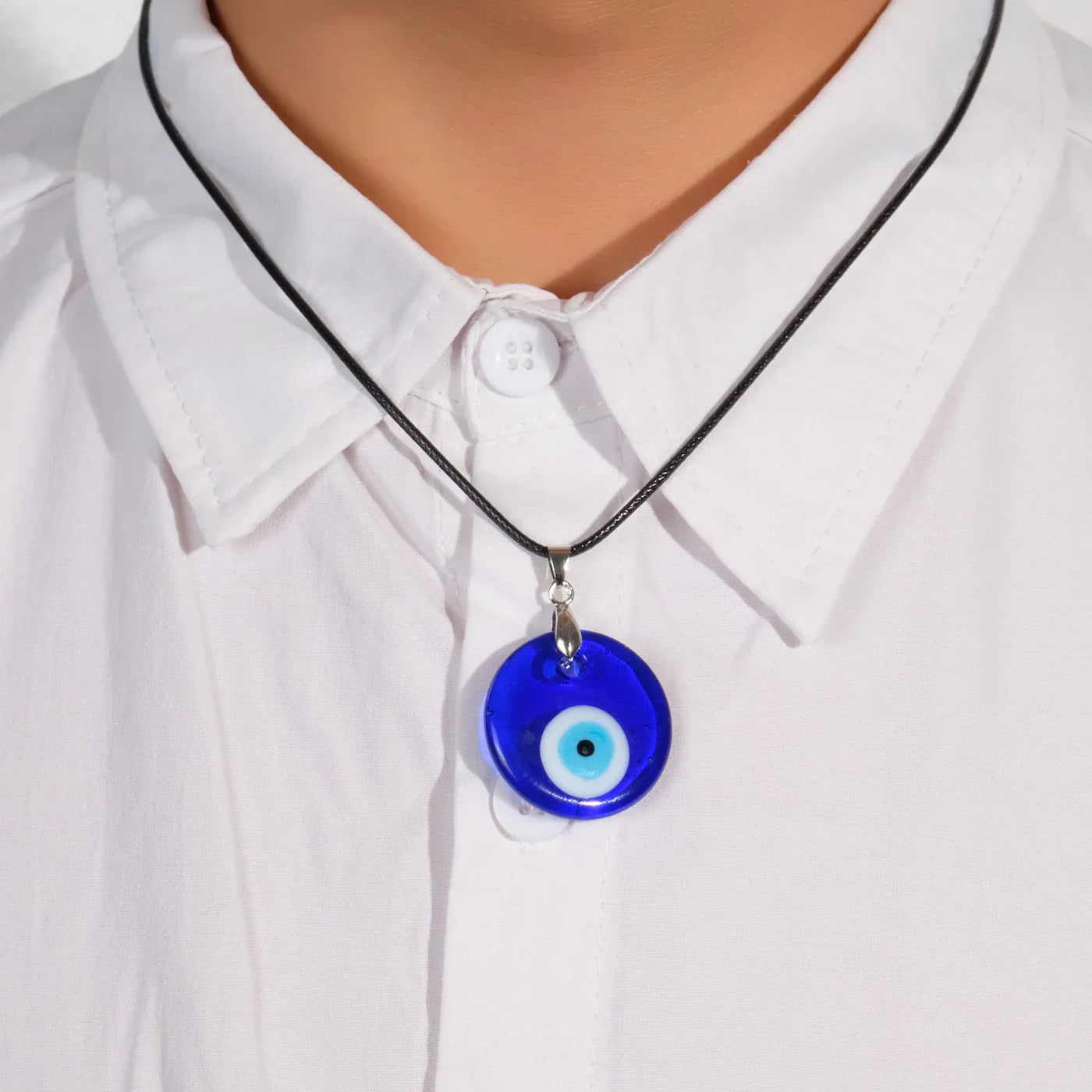 Collier Nazar en Cuir Noir