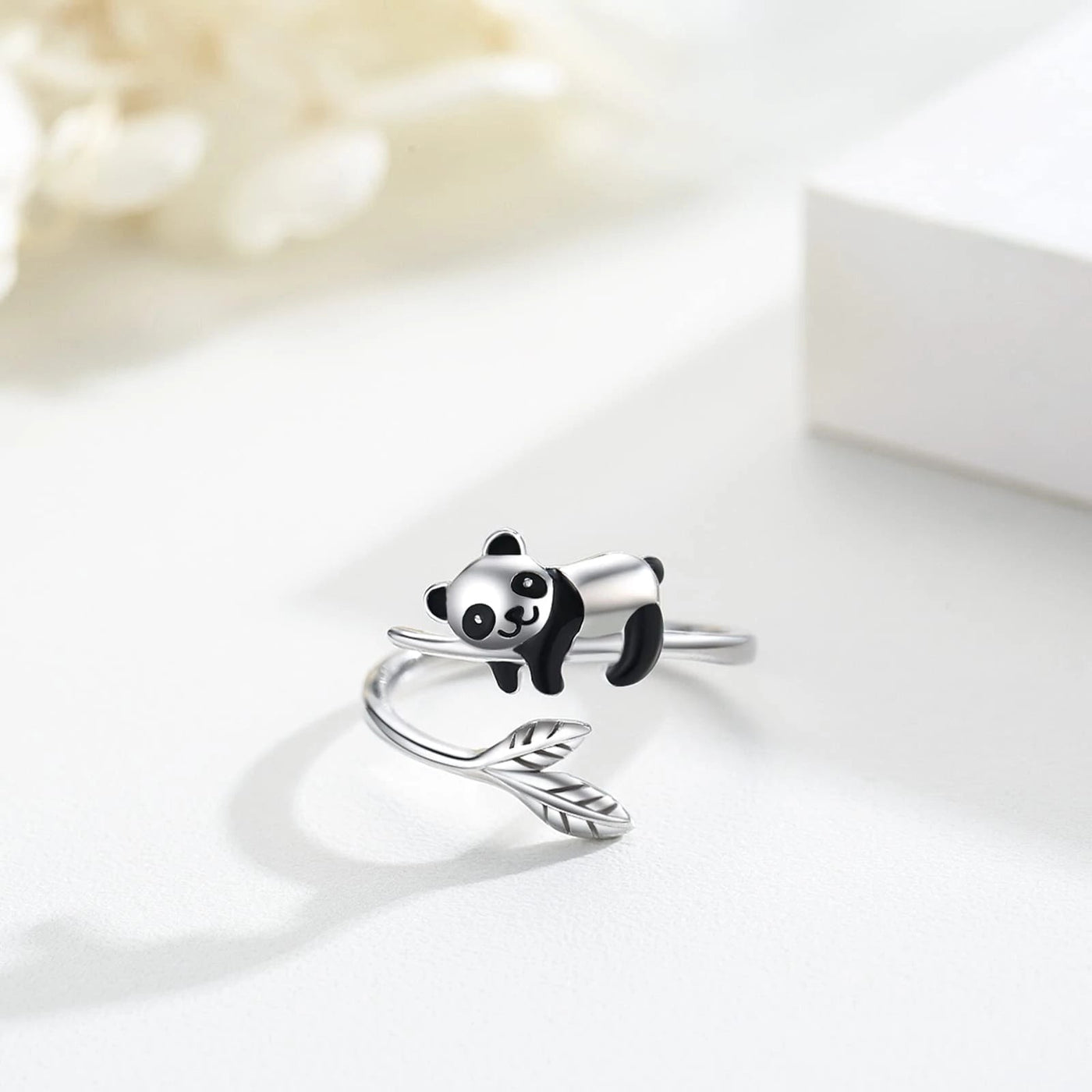 Bague Réglable Panda Mignon en Argent Sterling 925