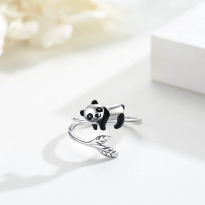 Bague Réglable Panda Mignon en Argent Sterling 925
