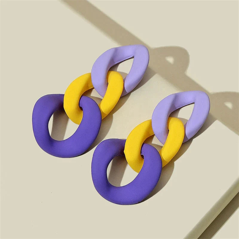 Boucles d'oreilles en Chaîne Colorée