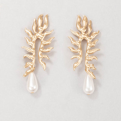 Boucles d'oreilles en corail avec perles d'eau douce