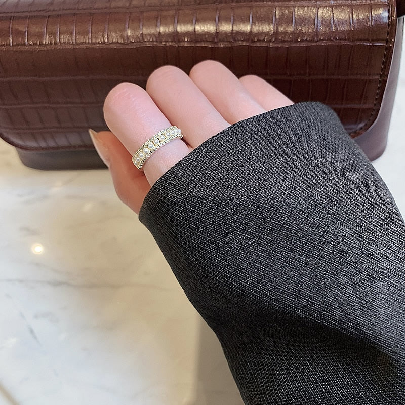 Bague de luxe en or et perles