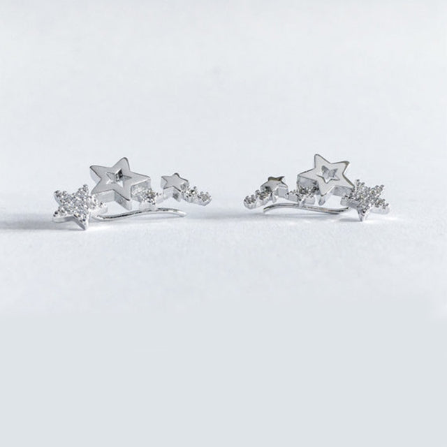 Boucles d'Oreilles Étoiles en Zircon Blanc Brillant