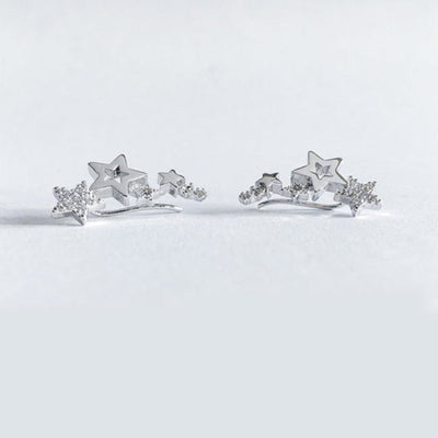 Boucles d'Oreilles Étoiles en Zircon Blanc Brillant