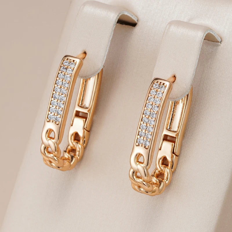 Boucles d'oreilles Élégantes en Zirconium en Or