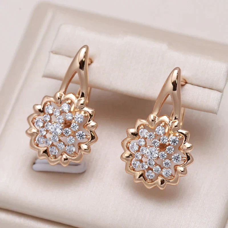 Boucles d'oreilles Fleur de Cristal Elégante en Or