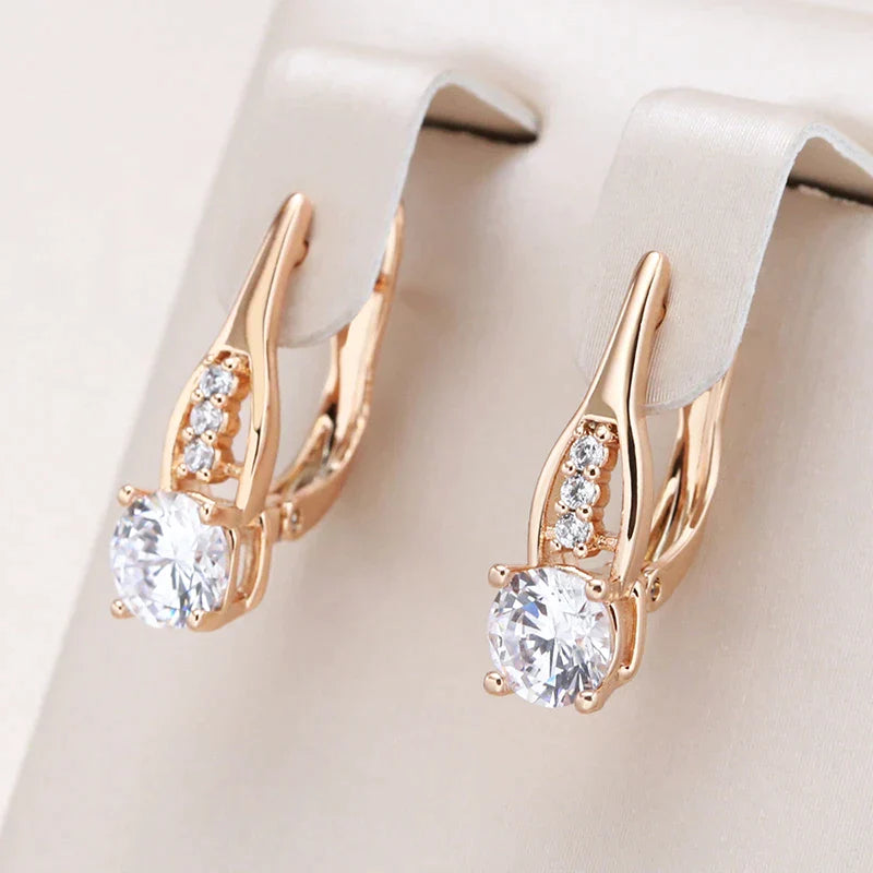 Petites Boucles d'oreilles Elégantes en Or et Zirconias