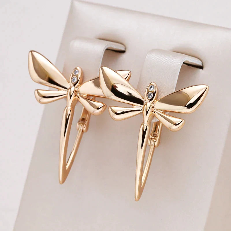 Boucles d'oreilles Élégantes Libellule d'Or