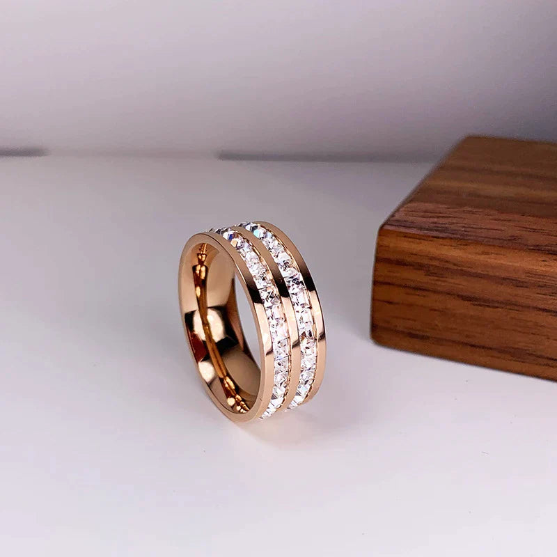 Bague Double avec Incrustations de Zirconium