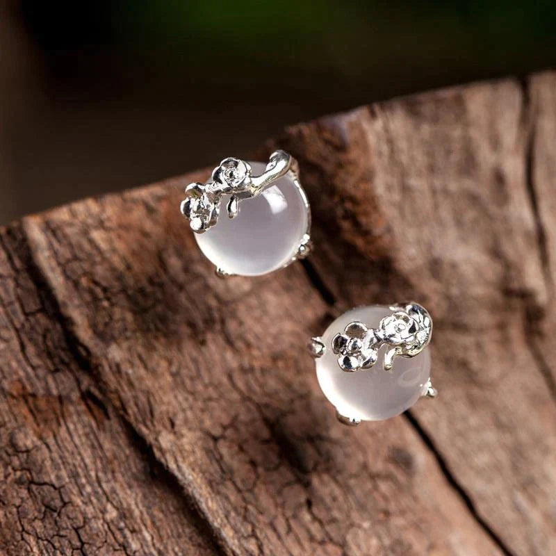 Boucles d'oreilles en Cristal de Lune Argenté