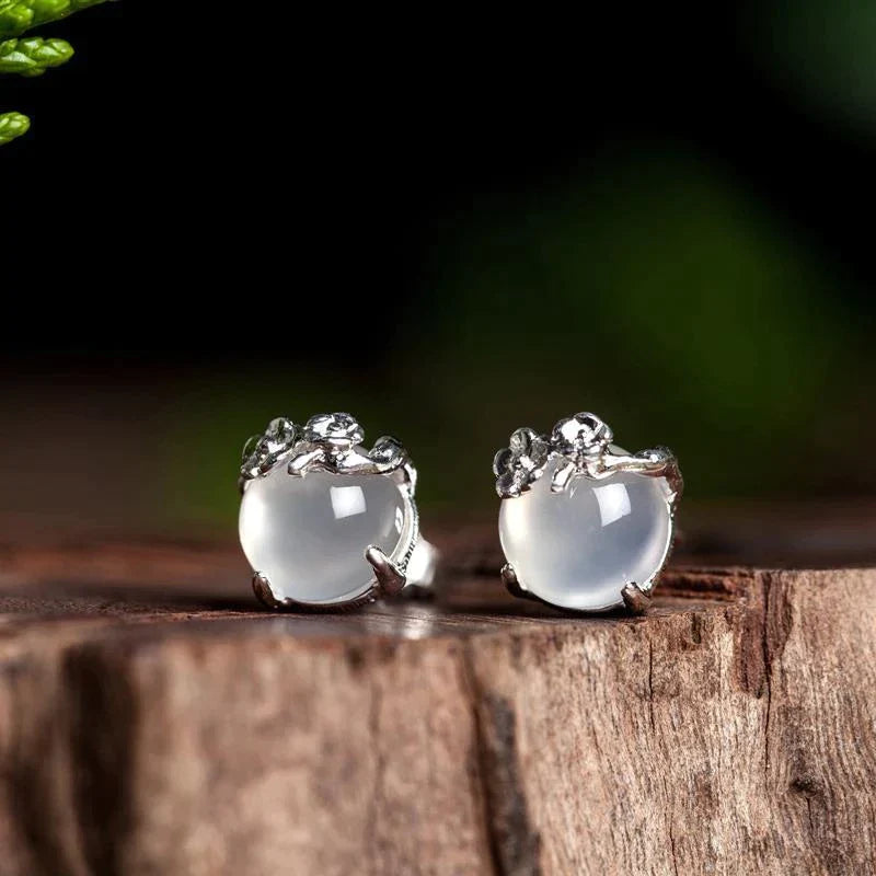 Boucles d'oreilles en Cristal de Lune Argenté