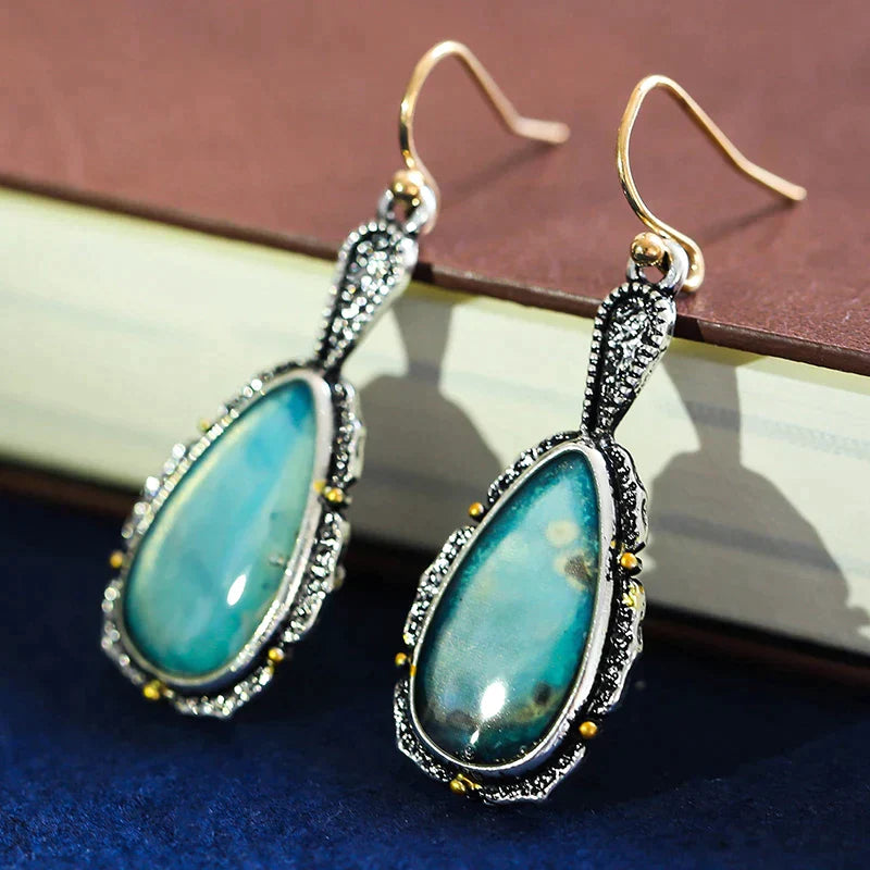 Boucles d'oreilles Vintage en Turquoise Ronde