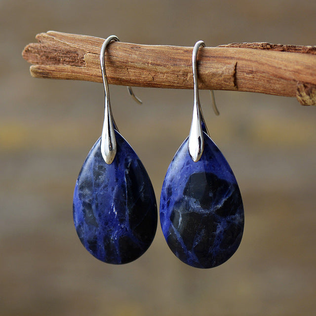 Boucles d'oreilles en pierre bleue