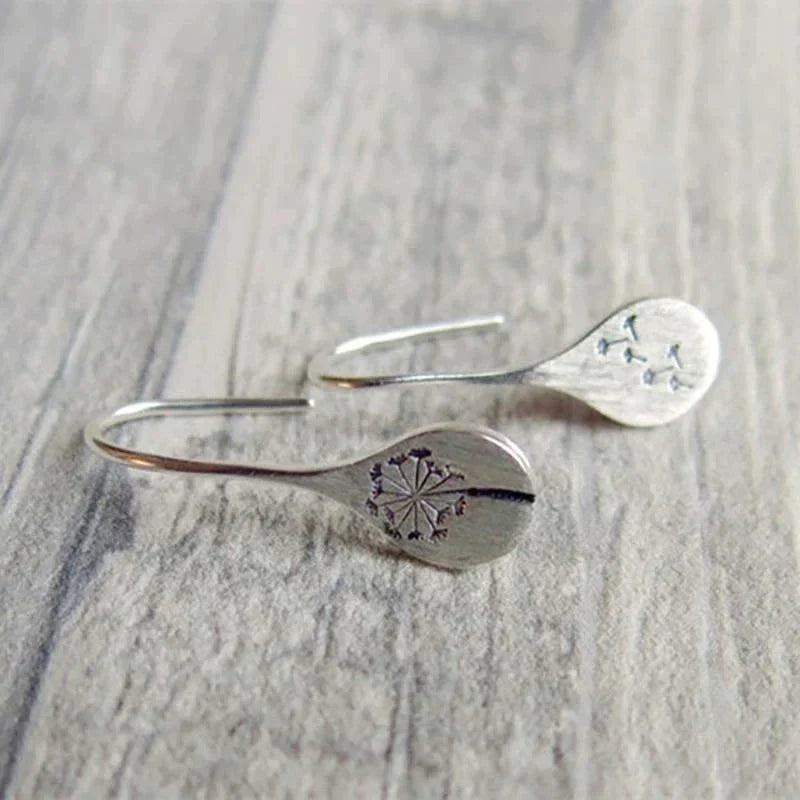 Boucles d'Oreilles Feuille de Pissenlit en Argent 925