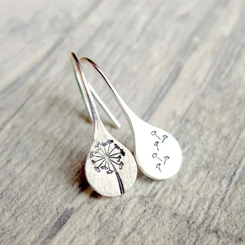 Boucles d'Oreilles Feuille de Pissenlit en Argent 925