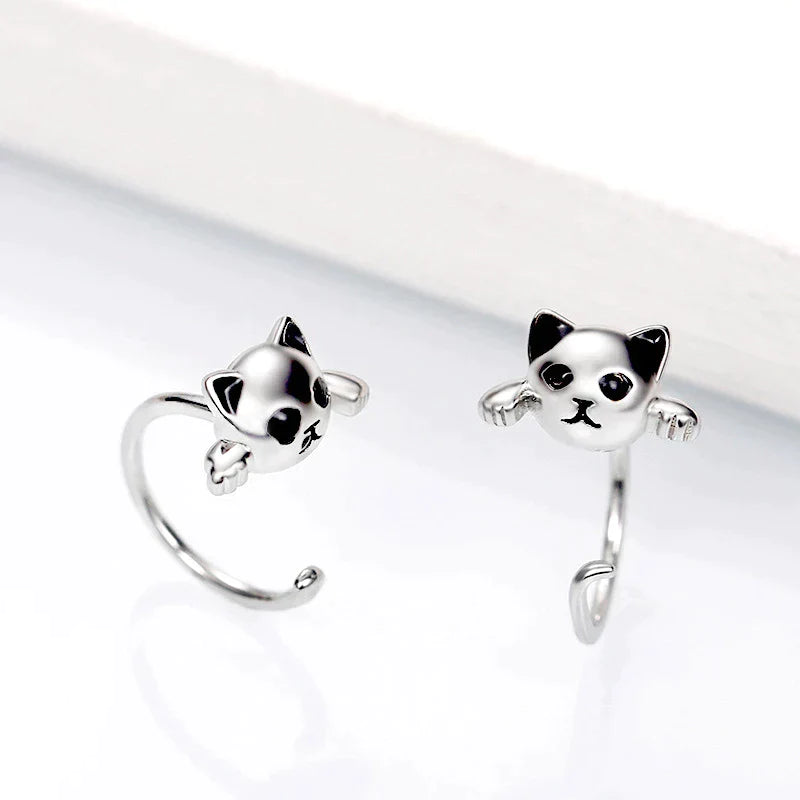 Boucle d'Oreille Chaton en Argent 925