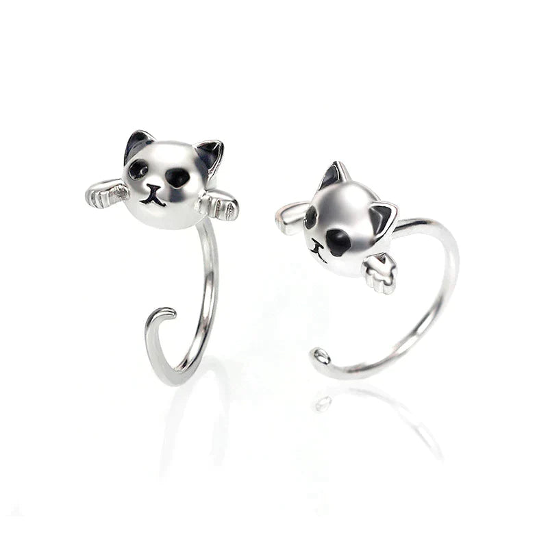 Boucle d'Oreille Chaton en Argent 925