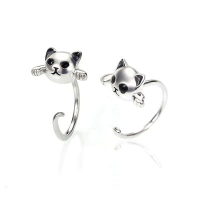 Boucle d'Oreille Chaton en Argent 925