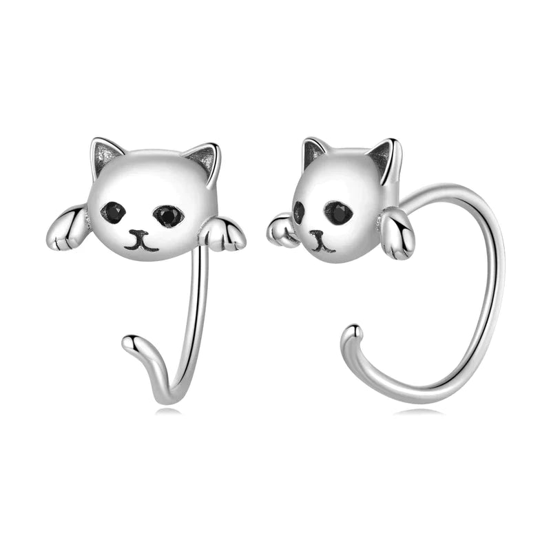 Boucle d'Oreille Chaton en Argent 925