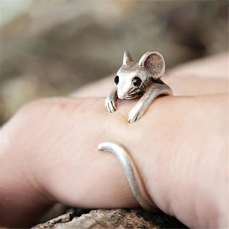 Anneau de souris vintage en argent