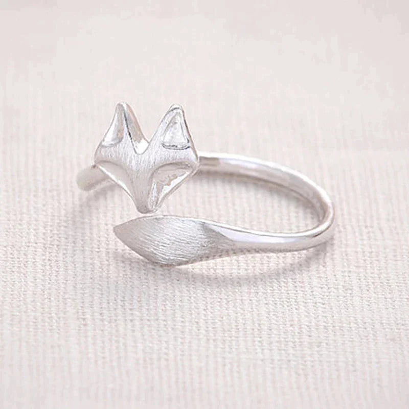 Bague de Renard Ajustable en Argent