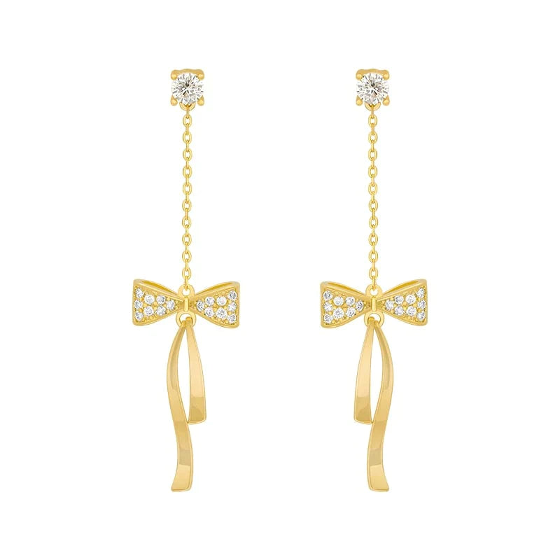 Boucles d'Oreilles avec Nœud en Cristal