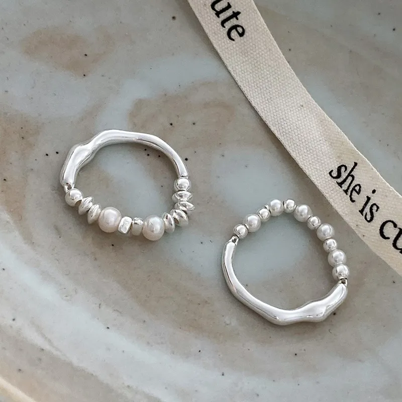 Bagues en argent sterling avec perles irrégulières