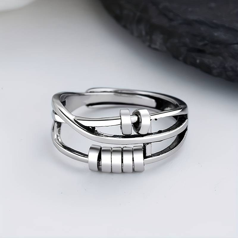 Bague de couche d'arbre en argent vintage