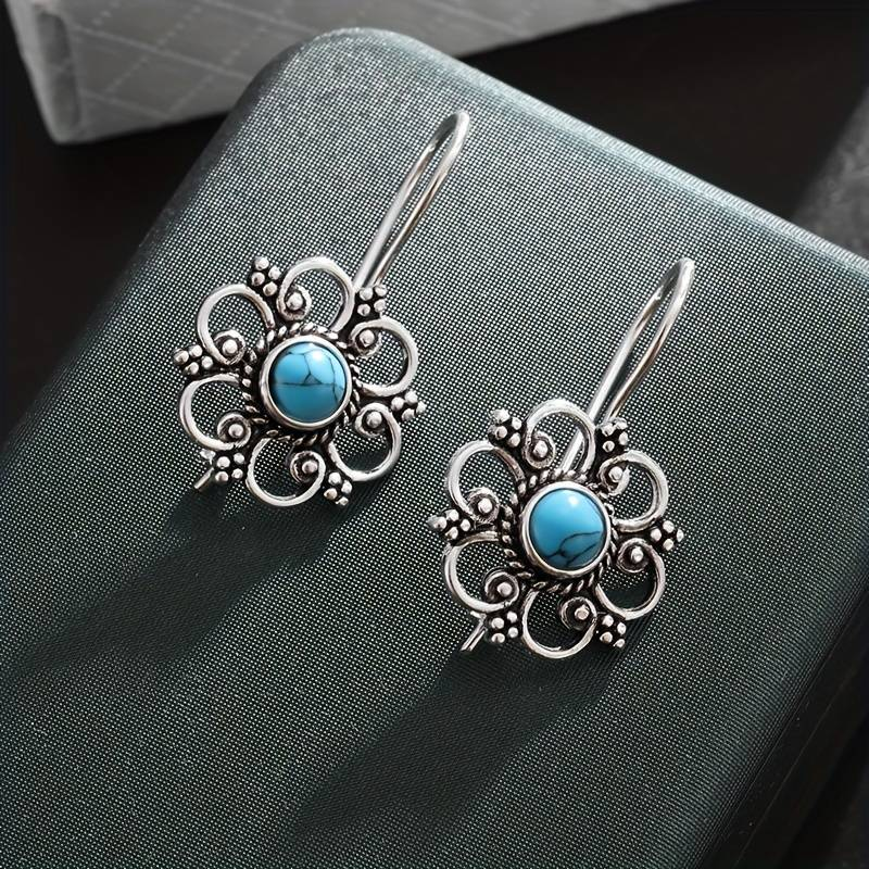 Boucles d'oreilles fleur bleue vintage