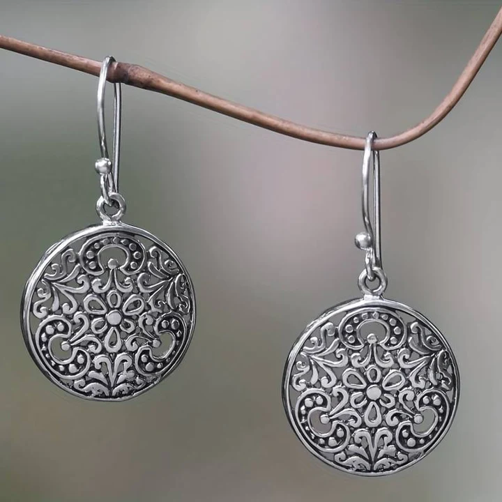 Boucles d'oreilles rondes vintage en argent