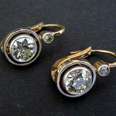 Boucles d'oreilles vintage en zircone incrustée d'or
